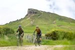 Gravel cyclist riding a moorland track in the North York Moors National Park